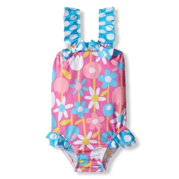 Flap Happy Other - Flap Happy Pink/White/Blue One Piece Swimsuit Size 2 Little Girl Swimwear